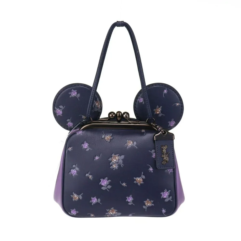 NWT Coach Disney X Minnie Mouse Kisslock Bag Handbag Ears Floral Purse - Picture 7 of 12